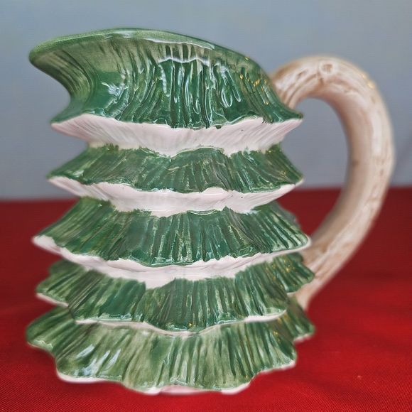 Christmas Pine Tree Creamer Mug Vintage 1989 Green Cup 6 oz Holiday Xmas - Picture 11 of 12